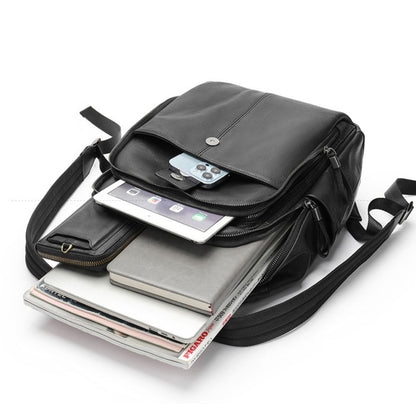 Rucsac laptop 14 inch din piele naturală Clas - Negru