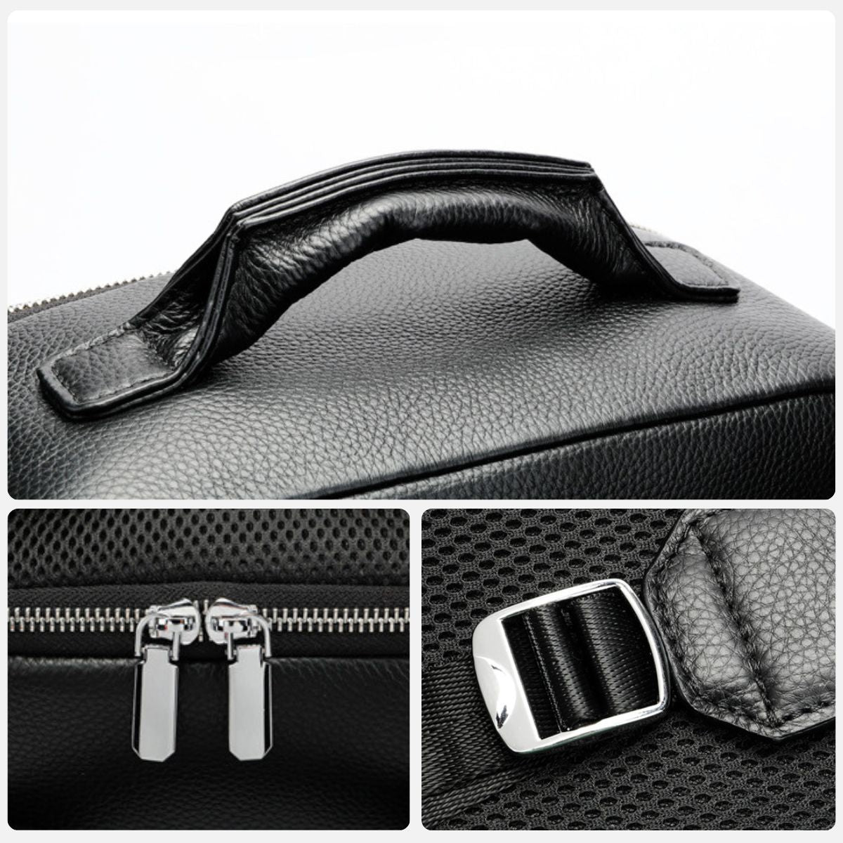 Rucsac laptop 15,6 inch din piele naturală BUSY Lady & Gentleman® Nek - Negru