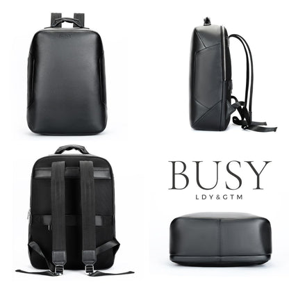 Rucsac laptop 15,6 inch din piele naturală BUSY Lady & Gentleman® Nek - Negru