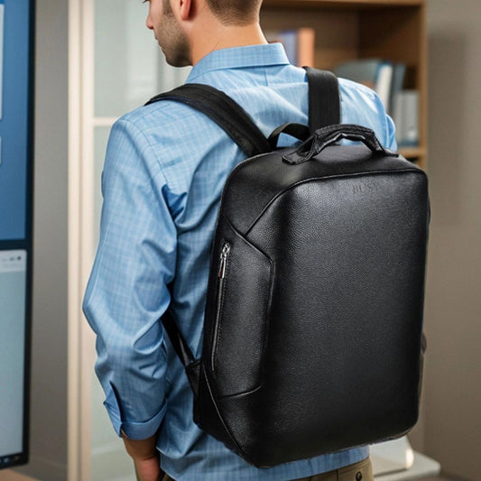 Rucsac laptop 15,6 inch din piele naturală BUSY Lady & Gentleman® Nek - Negru