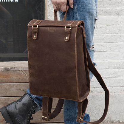 Rucsac laptop 15 piele naturală Crazy Horse, Ambassador - maro