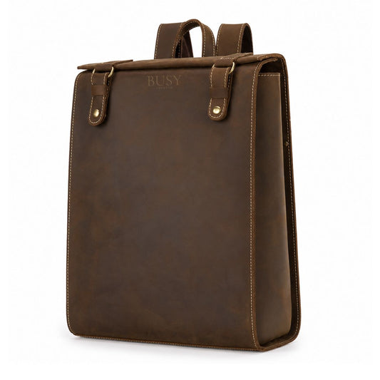 Rucsac laptop 15 piele naturală Crazy Horse, Ambassador - maro