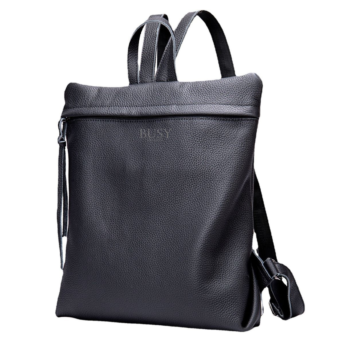 Rucsac minimalist din piele naturală BUSY Lady & Gentleman® Rebel - Negru