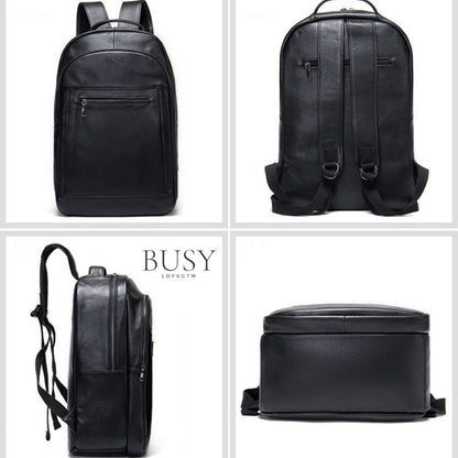 Rucsac piele laptop barbati Zenith 2 Busy Lady & Gentleman negru
