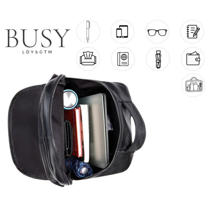 Rucsac piele laptop barbati Zenith 2 Busy Lady & Gentleman negru