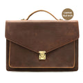 Servieta din piele naturala Crazy Horse, Laptop 15,6 inch, Horizon, maro