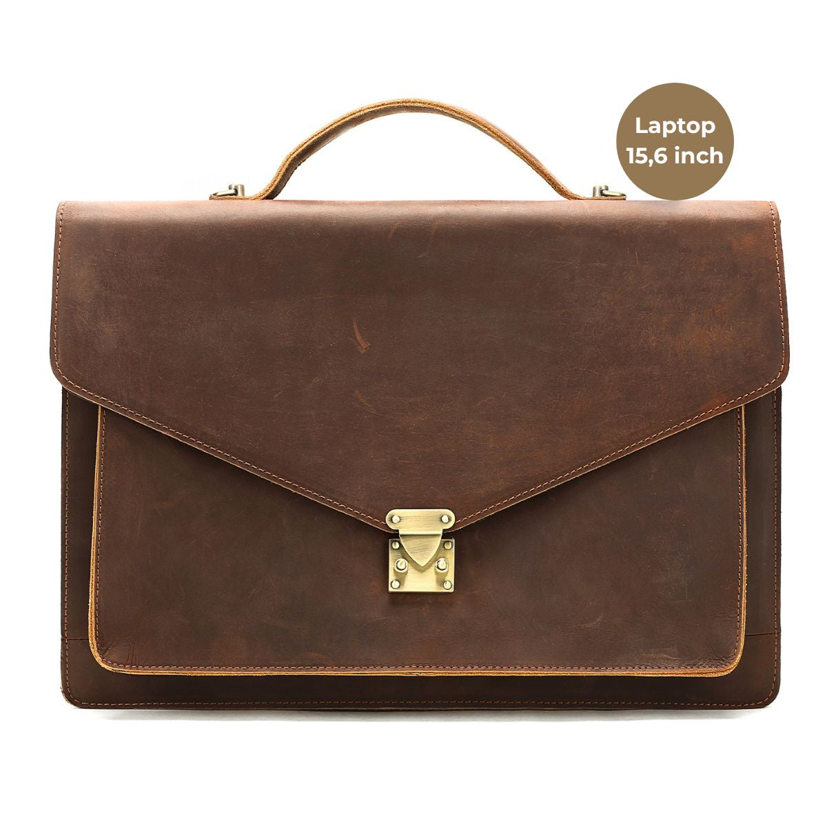Servieta din piele naturala Crazy Horse, Laptop 15,6 inch, Horizon, maro