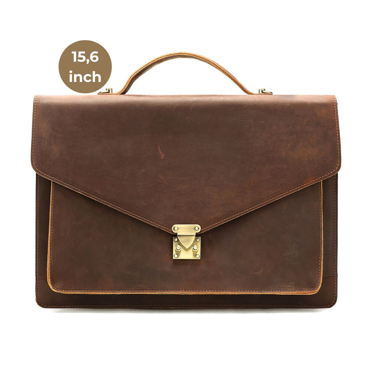 Servieta din piele naturala Crazy Horse, Laptop 15,6 inch, Horizon, maro