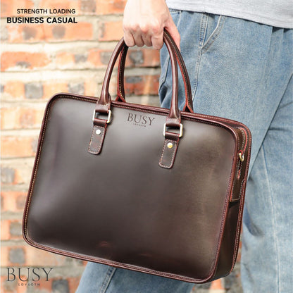 Servieta business din piele naturală Crazy Horse, Falcon - maro