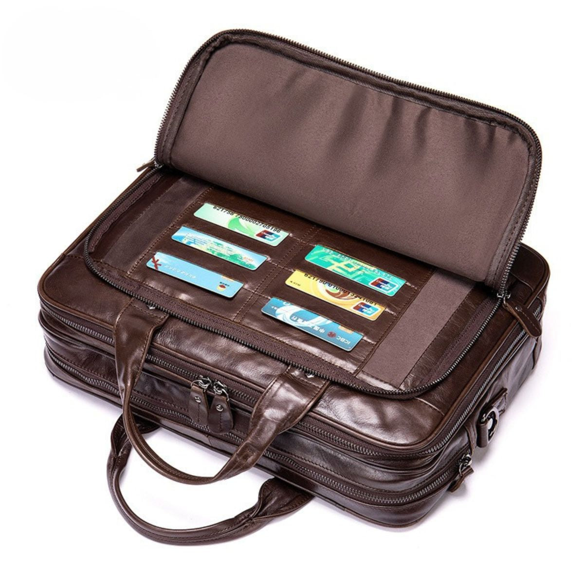 Servietă business din piele naturală, compartiment laptop 15'', Regent - coffe oil