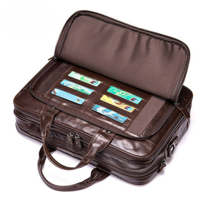 Servietă business din piele naturală, compartiment laptop 15'', Regent - coffe oil