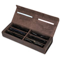 Toc pentru ochelari din piele naturala Crazy Horse, 6 perechi, BUSY LDY & GTM® - coffee