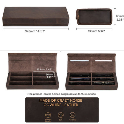 Toc pentru ochelari din piele naturala Crazy Horse, 6 perechi, BUSY LDY & GTM® - coffee
