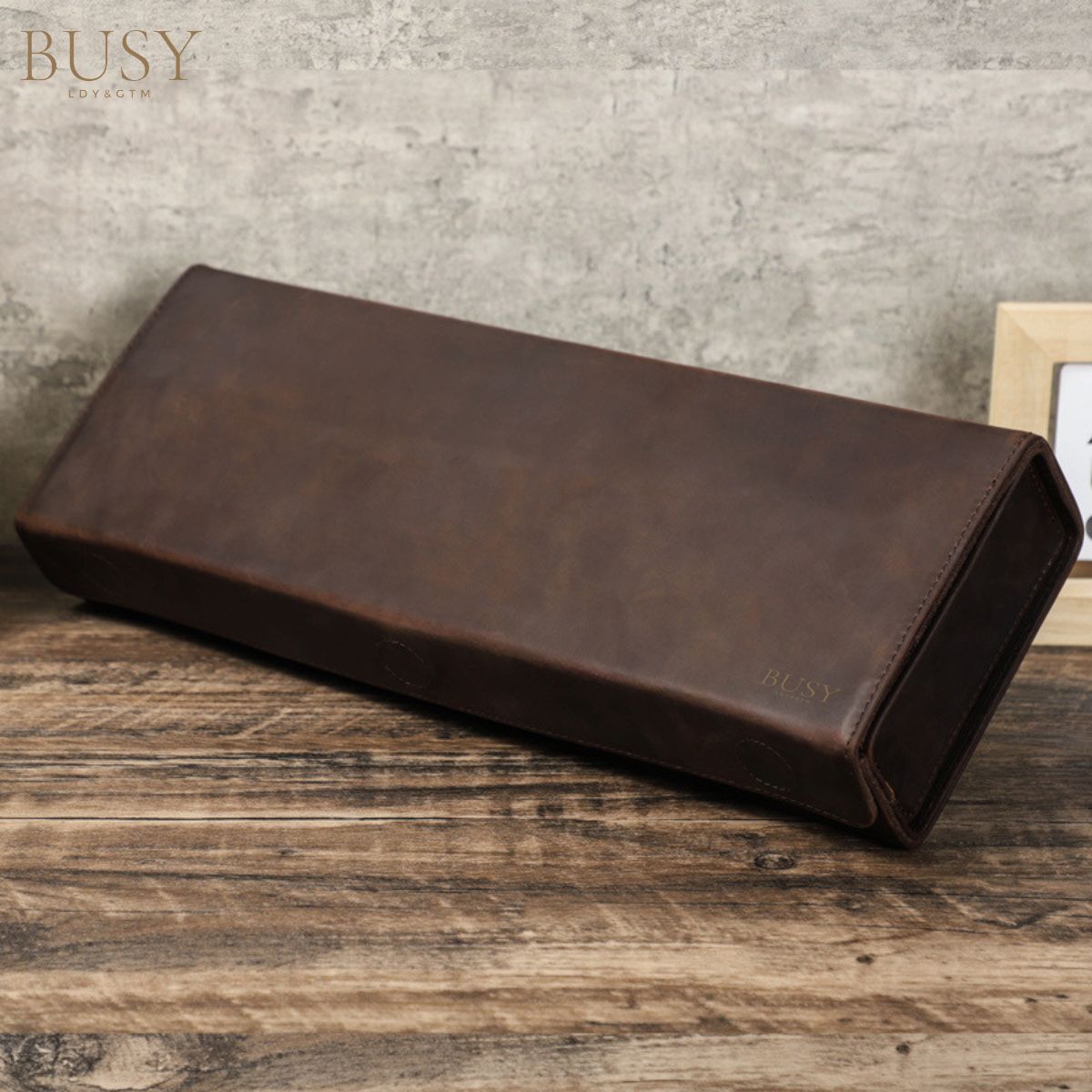 Toc pentru ochelari din piele naturala Crazy Horse, 6 perechi, BUSY LDY & GTM® - coffee