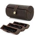 Toc pentru ochelari din piele naturala Crazy Horse, rotunda, 3 perechi, BUSY LDY & GTM® - coffee