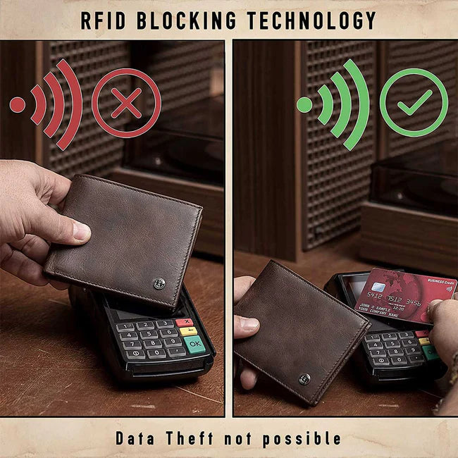 Portofel din piele naturala cu protectie anti scanare carduri RFID Treviso - negru carbon fiber