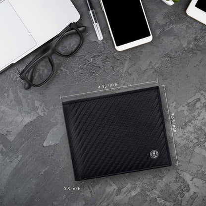 Portofel din piele naturala cu protectie anti scanare carduri RFID Treviso - negru carbon fiber