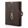Portofel piele naturala cu protectie anti scanare carduri RFID, design compact trifold, Valencia - maro