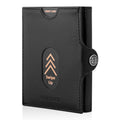 Portofel piele naturala cu protectie anti scanare carduri RFID, design compact trifold, Valencia - negru