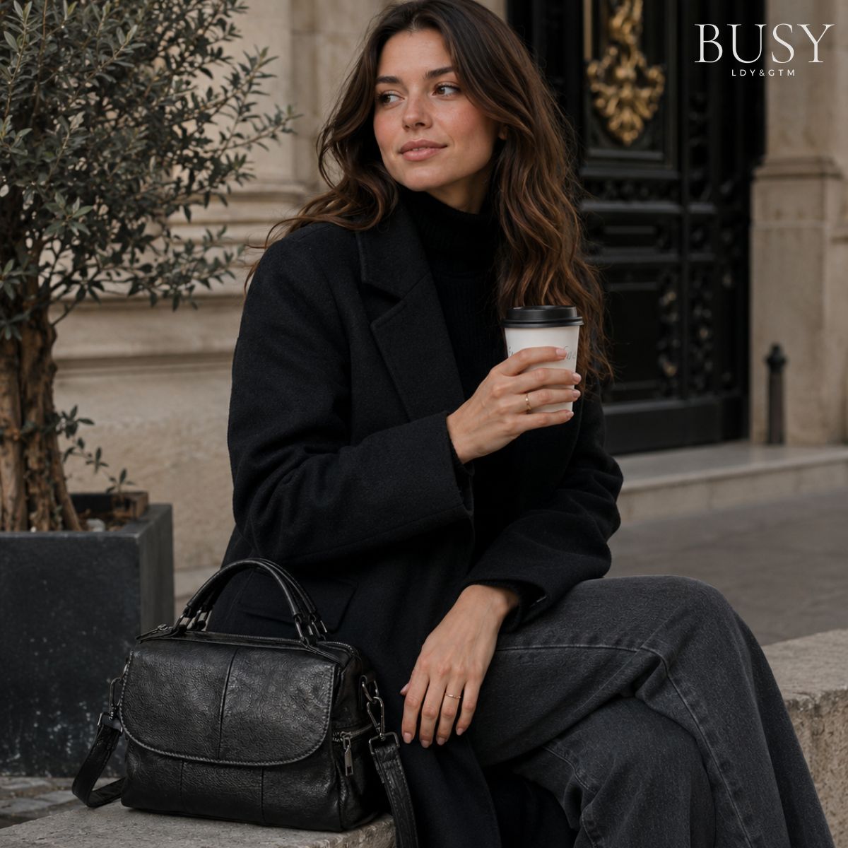 Geantă dama din piele naturală Sara - Dark Grey