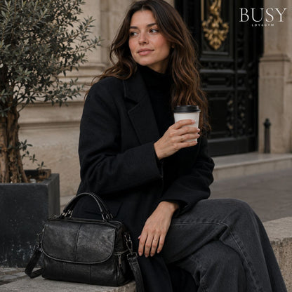 Geantă dama din piele naturală Sara - Dark Grey