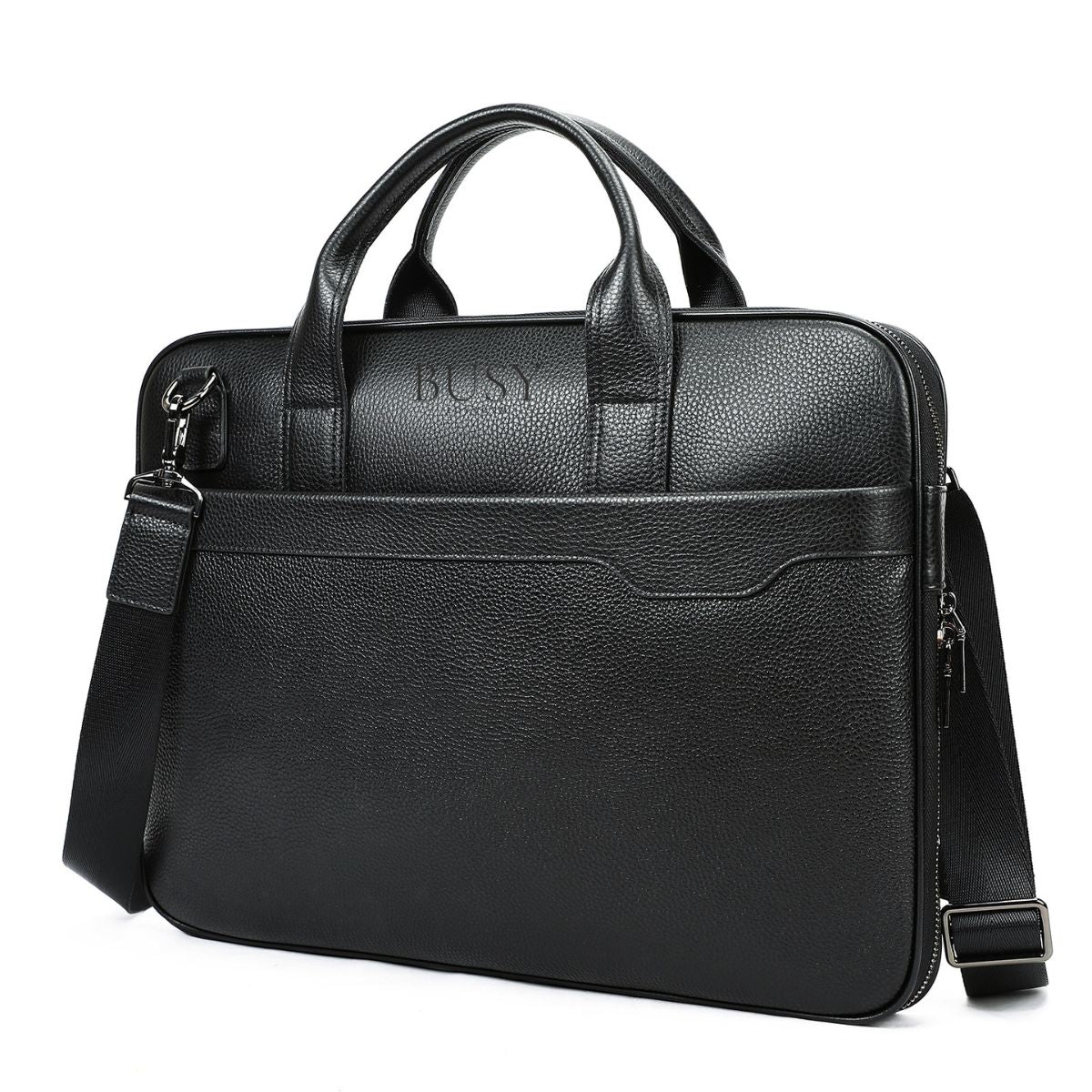 Geanta laptop 15inch piele naturala, slim, BUSY Lady & Gentleman® Delta - neagra