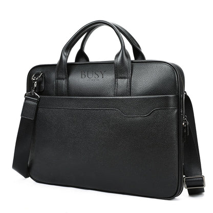 Geanta laptop 15inch piele naturala, slim, BUSY Lady & Gentleman® Delta - neagra