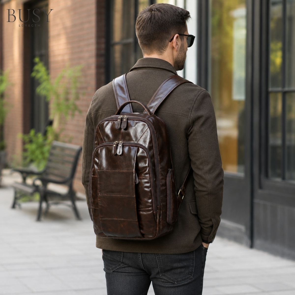 Rucsac laptop  din piele naturală BUSY Lady & Gentleman® Dalis - Oil Coffe