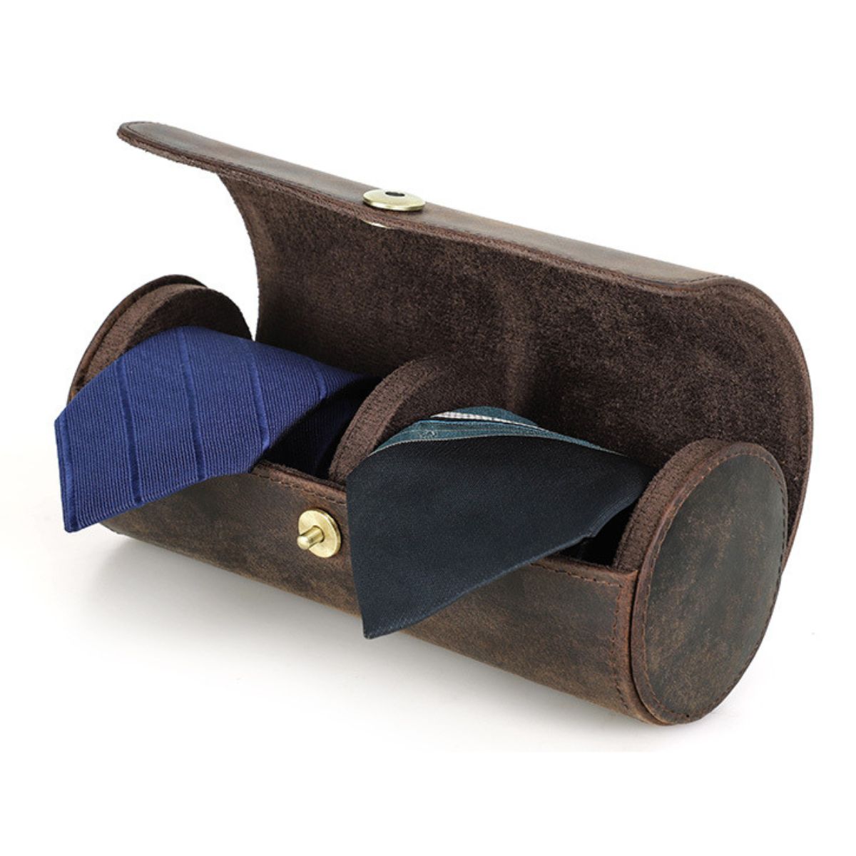 Cutie cravata din piele naturala Crazy Horse, 2 cravate, BUSY LDY & GTM® - coffee