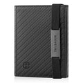Portofel piele naturala cu cu oglinda si protectie anti scanare carduri RFID, design compact trifold, Marseille - negru carbon fiber