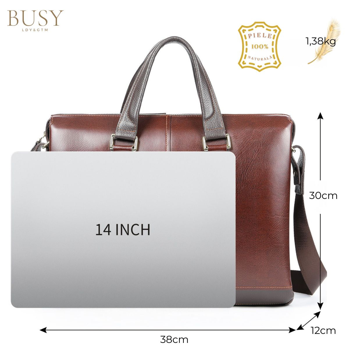 Geantă business laptop 14'' din piele naturală Summit - maro