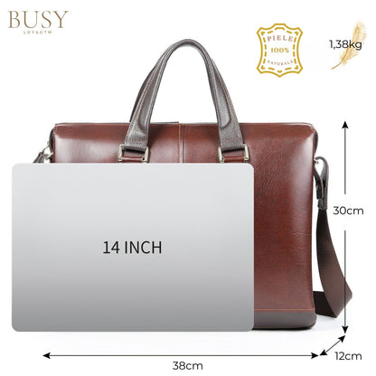 Geantă business laptop 14'' din piele naturală Summit - maro