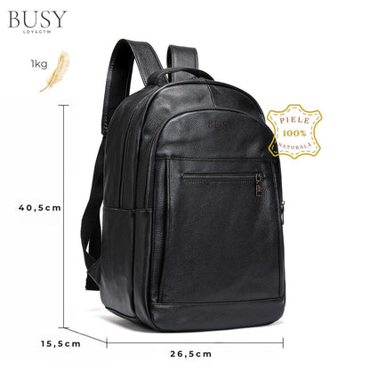Rucsac piele laptop barbati Zenith 2 Busy Lady & Gentleman negru
