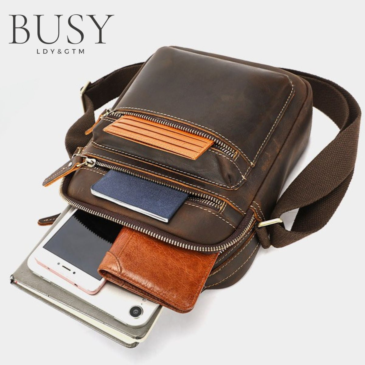 Geantă bărbați Noble din piele naturală Crazy Horse – stil autentic, rezistență premium | BUSY LDY & GTM®