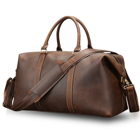 Geantă de voiaj, fitness, piele naturala premium, Tote ,capacitate mare, maro