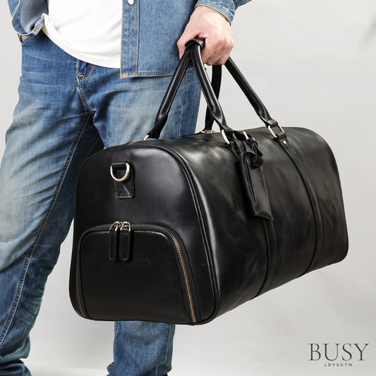 Geanta voiaj piele naturala barbati sala fitness unisex Nomad Busy Lady & Gentleman negru