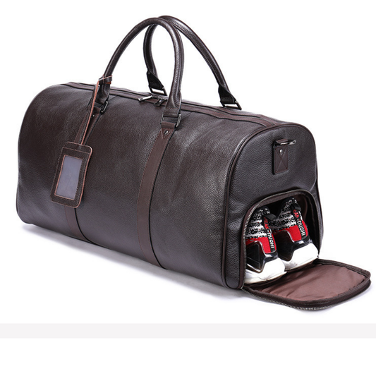 Geanta voiaj / fitness Nomad, piele naturala, compartiment incaltaminte, unisex, capacitate mare, maro
