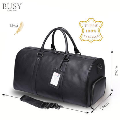 Geanta voiaj / fitness Nomad, piele naturala, compartiment incaltaminte, unisex, capacitate mare, neagra