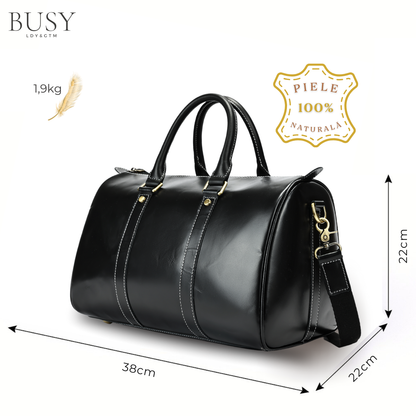 Geanta din piele naturala, Meta, Oil Black