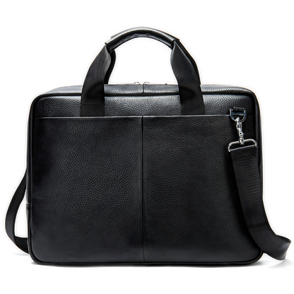 Geanta laptop 15,6' Flume, piele naturala, servieta unisex, multiple compartimente,negru