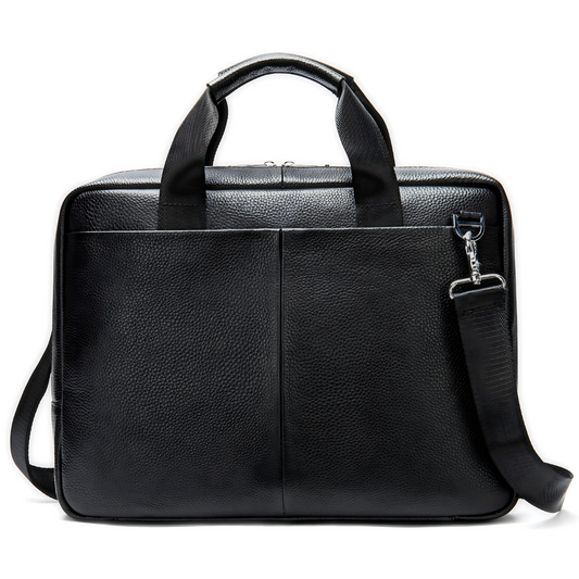 Geanta laptop 15,6' Flume, piele naturala, servieta unisex, multiple compartimente,negru