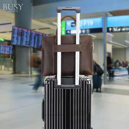 Geanta laptop 15inch din piele naturală Crazy Horse, BUSY LDY & GTM Heritage - coffe
