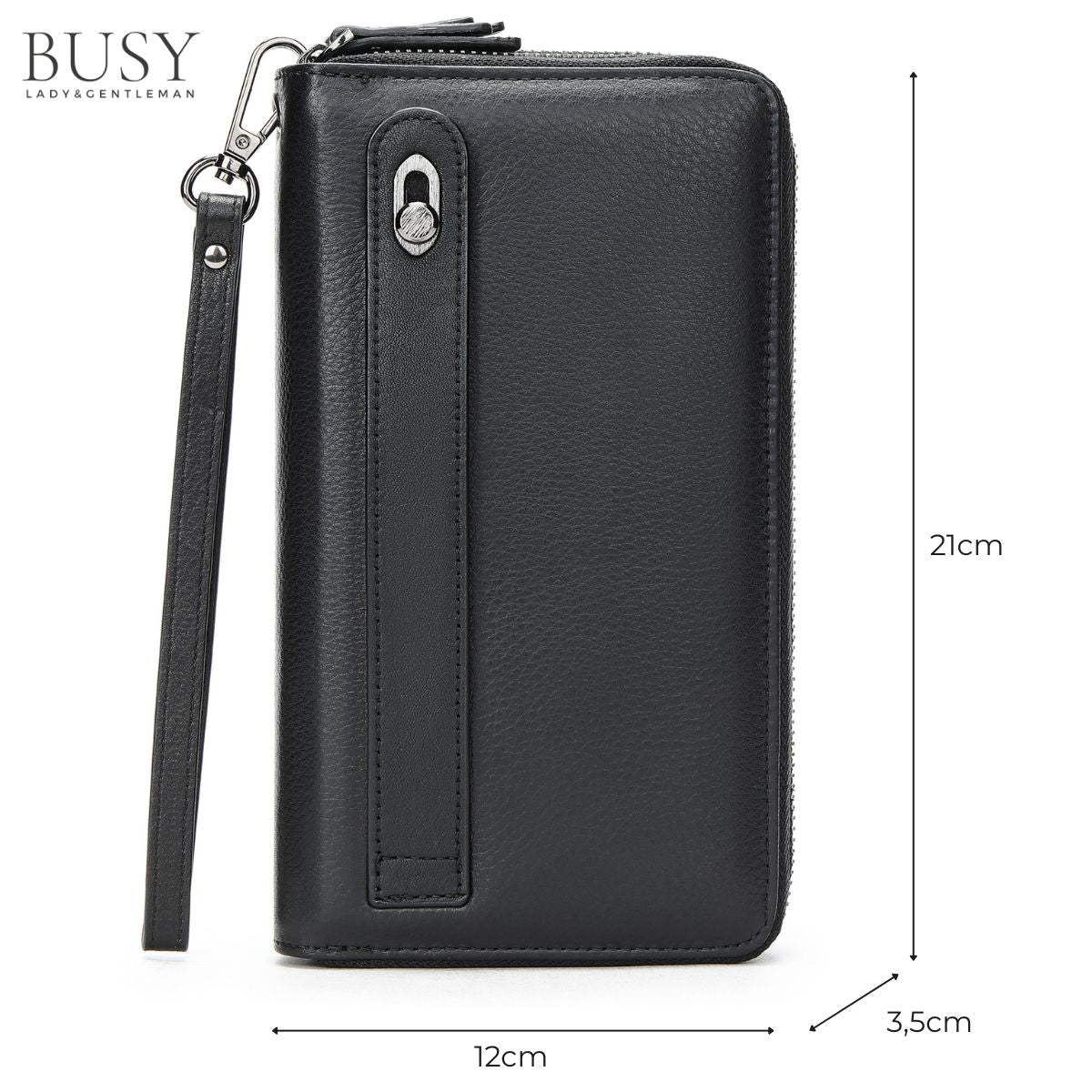 Portofel mare tip geanta mana piele naturala Hold Busy Lady & Gentleman negru