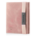 Portofel piele naturala cu cu oglinda si protectie anti scanare carduri RFID, design compact trifold, Marseille - roz