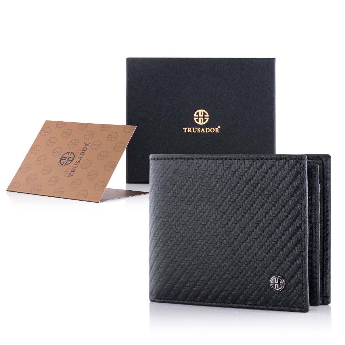 Portofel din piele naturala cu protectie anti scanare carduri RFID Treviso - negru carbon fiber