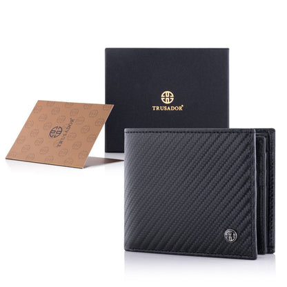 Portofel din piele naturala cu protectie anti scanare carduri RFID Treviso - negru carbon fiber