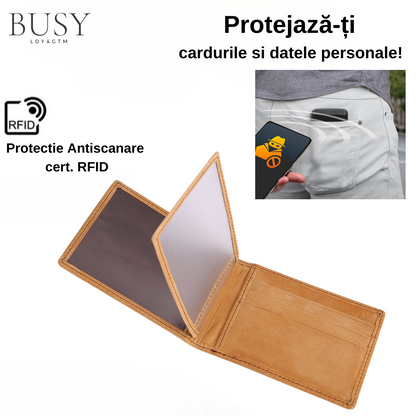 Portofel minimalist Slim, antiscanare RFID, Avangard