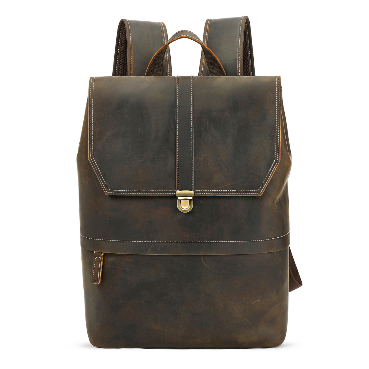 Rucsac laptop 15,6inch din piele Crazy Horse, Guard, retro business, spate antiperspirant, maro