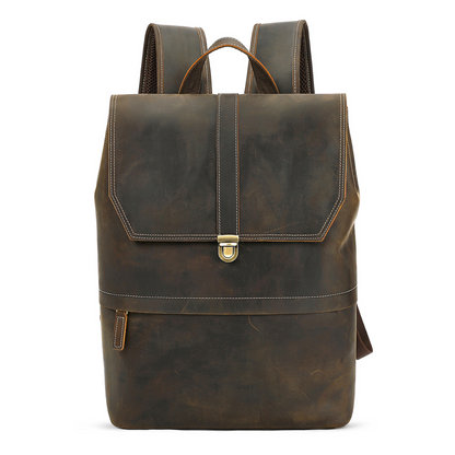 Rucsac laptop 15,6inch din piele Crazy Horse, Guard, retro business, spate antiperspirant, maro