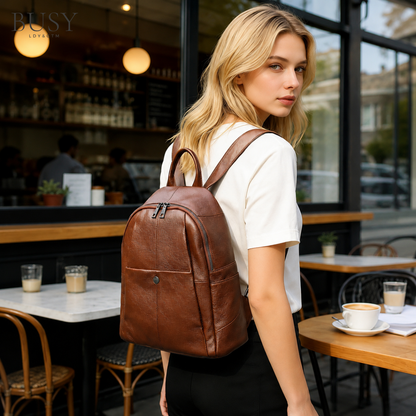 Rucsac din piele naturală Olivia Busy Lady & Gentleman - Maro